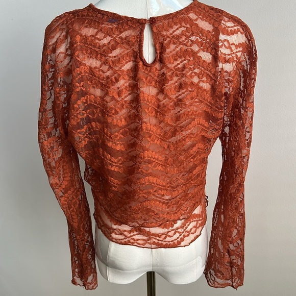 Zara Women’s Sheer‎ Lace Long Sleeve Grunge Fairy Whimsigothic Cropped Top Med - Picture 4 of 7